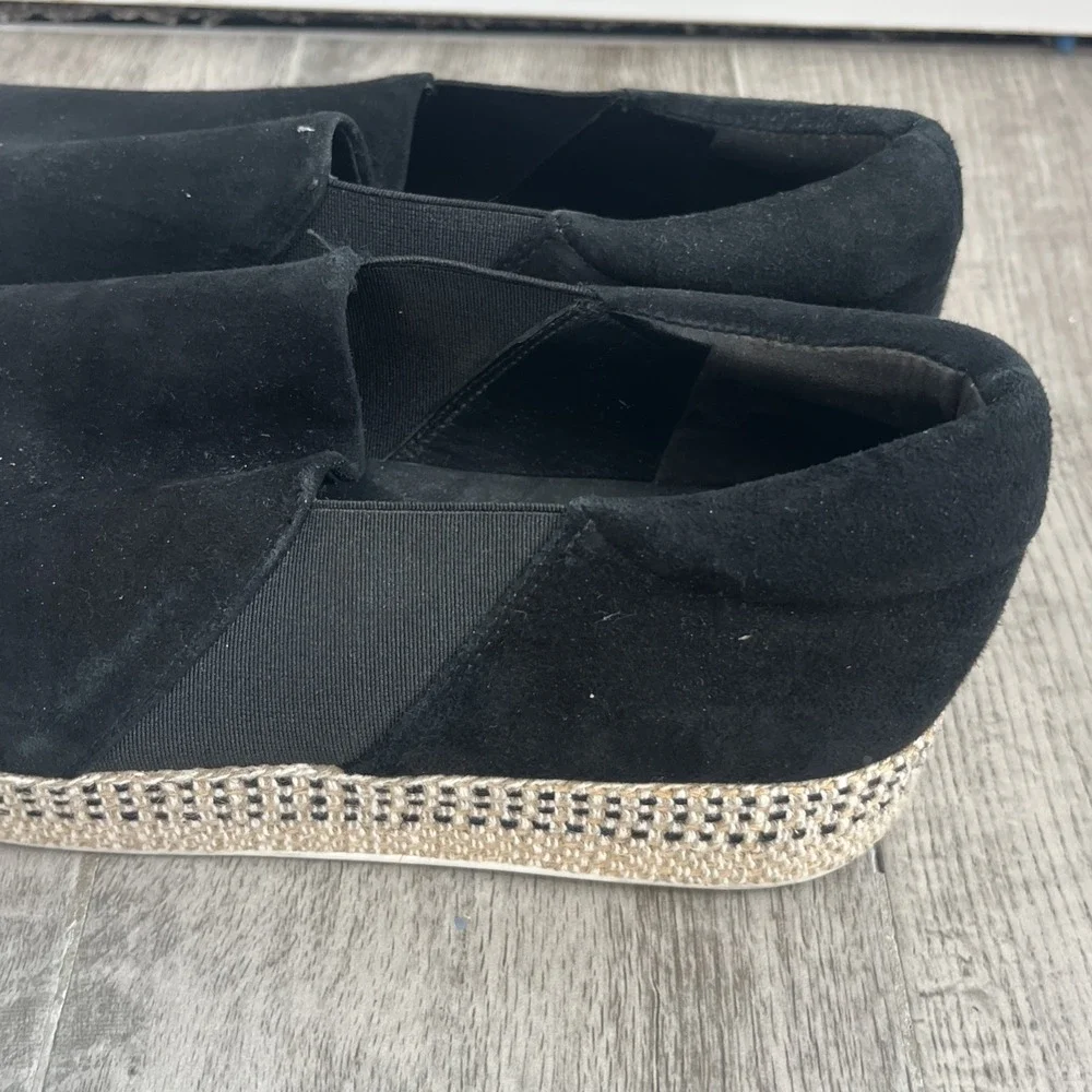 Vince Women's Suede Platform Espadrille Slip On Casual Shoes Black‎ Woven Size 9